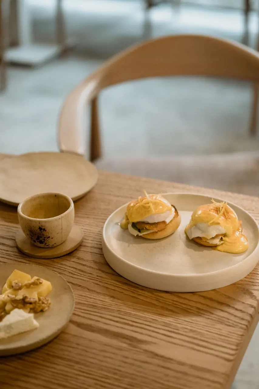 Gourmet breakfast spread with tea