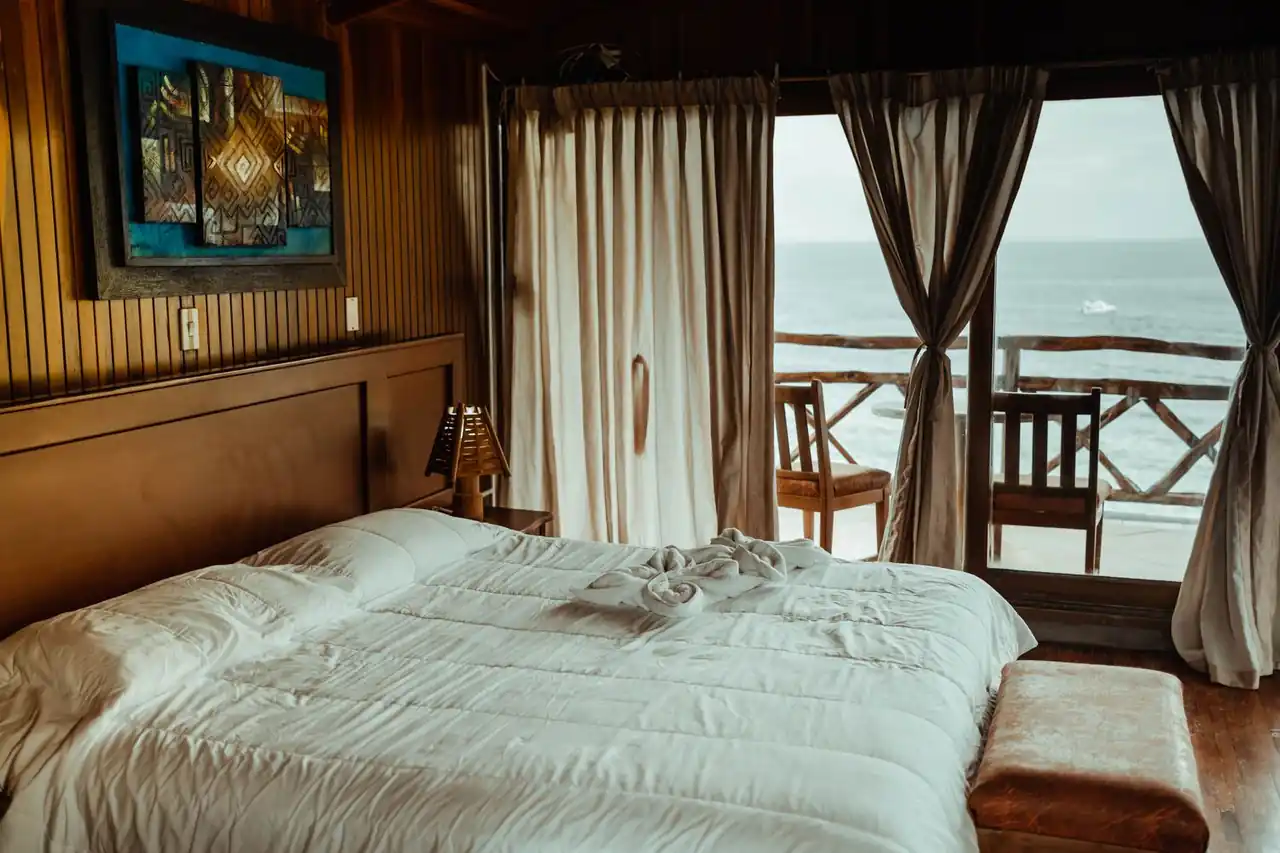 Luxurious seaside bedroom at Zelquorian Royal Retreat