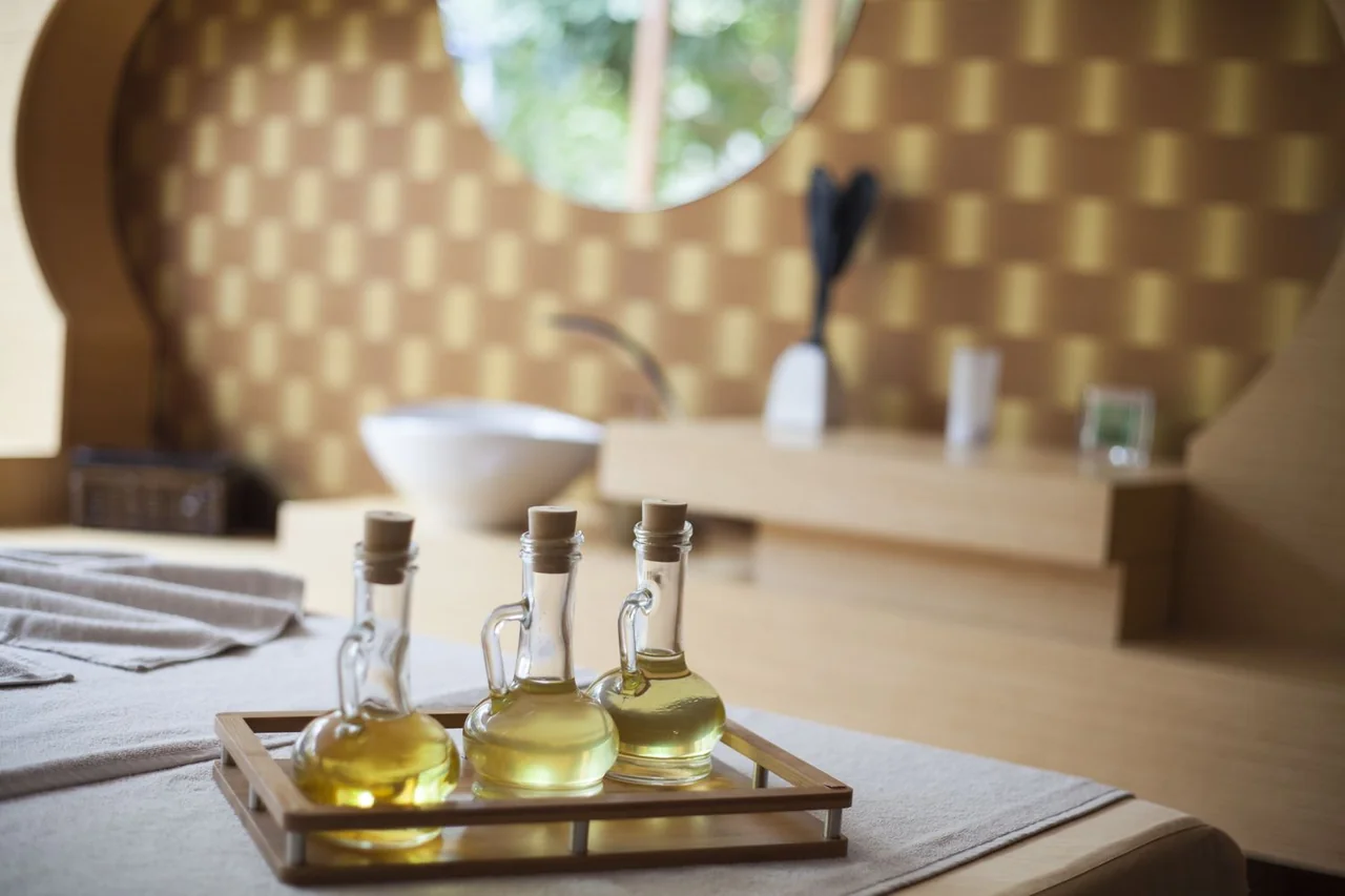 Luxury spa oils and serene environment