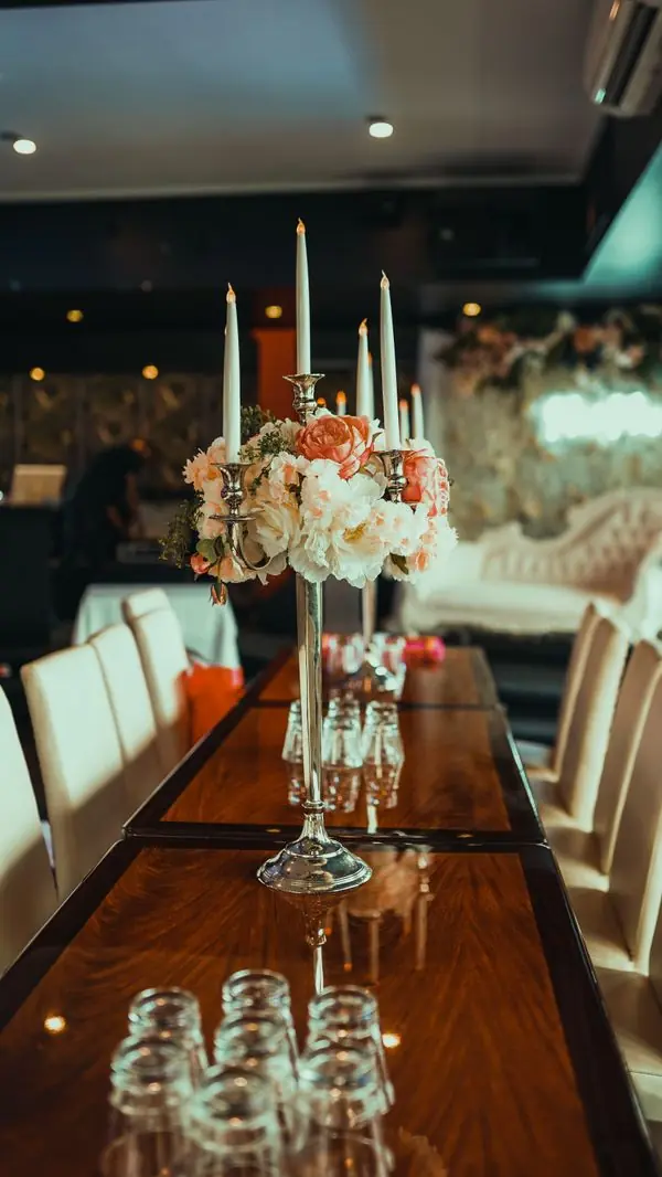 Intimate private dining setup with fine tableware